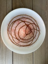 Large Hand Blown Studio Art Glass Platter- Cranberry And Amber Web Design