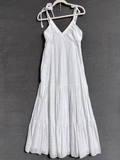 Express Dress M White Tiered Midi Maxi Sundress Babydoll Beach Boho Graduation