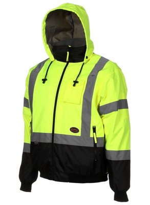 Pioneer High Vis Safety Bomber Jacket For Men   Waterproof Reflective Rain Gear