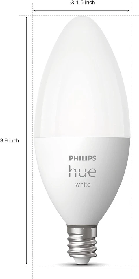 Philips Hue Smart 40W B39 E12 450LM Candle-Shaped LED Bulb - Warm White (4 Pack) - Image 4 of 4