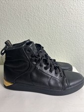Diesel S-MARQUISE Black Leather Gold Tone Men Shoes Size US 10 Flaw