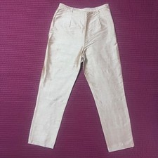 VTG Ralph Lauren Purple Label Raw Silk High Waisted Gold Trousers Pants Size 14
