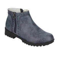 Jenna JSport Booties Women's Size 8 Navy Zip-Up Ankle Boots All Weather S9JNA73