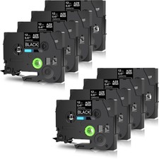 8PK Compatible with Brother PT-580c TZ335 TZe335 White on Black Label Tape 12mm