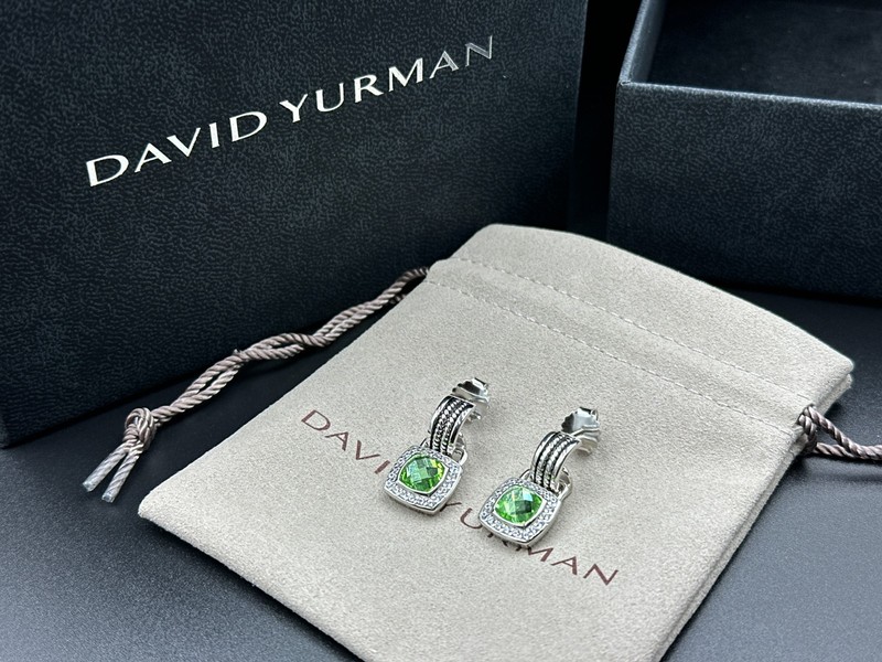 NW/D*YurmanSilver 7mm Albion Drop Earrings Hampton Green Peridot Diamond