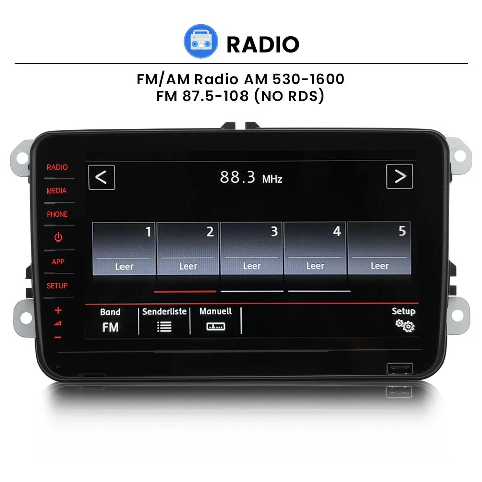 8" RCD880 PRO CarPlay Android Auto Radio Mit Decoder Für VW Golf Sharan Caddy CC - Bild 4 von 4