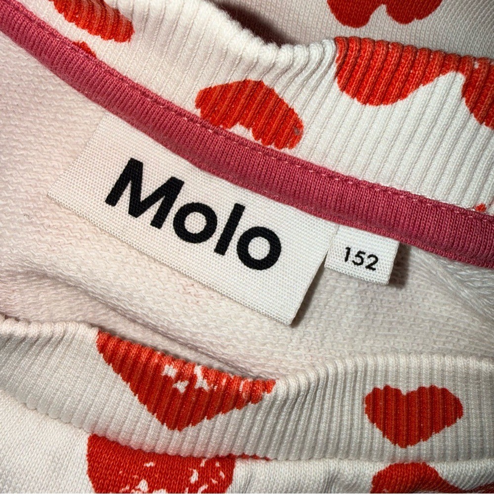 Molo Mandy All Is Love Pullover Heart Print Sweatshirt Cotton Size 152