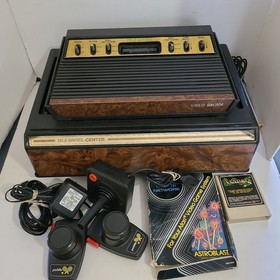 Atari 2600 Sears Tele Game Sixer Console w/ Games Controllers System Stand Works