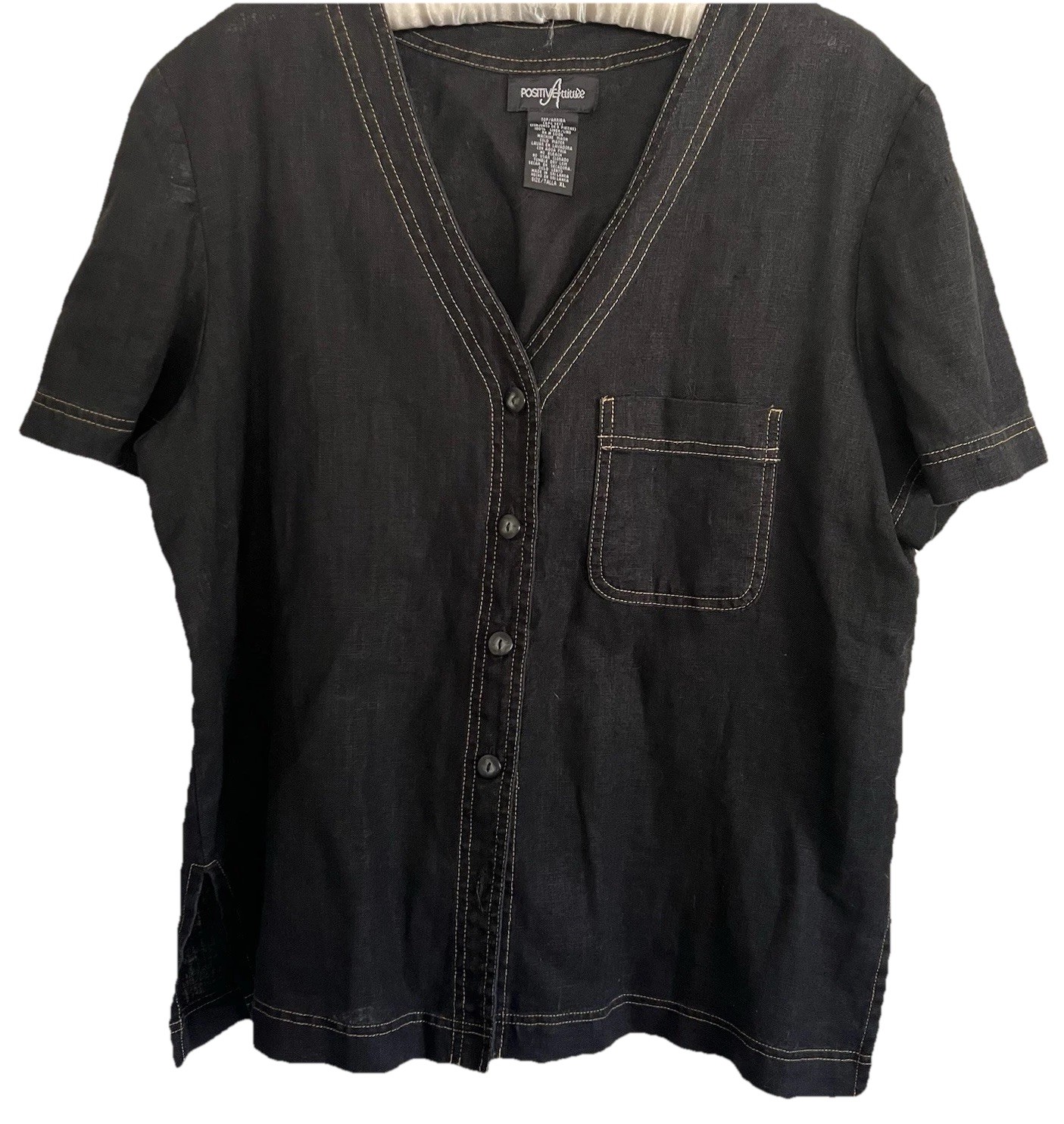 Vintage Positive Attitude Denim Look Top Blouse Women’s Size XL 90s Y2K