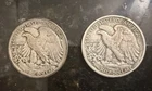 1945 WALKING LIBERTY Half Dollar Bald Eagle United States Silver Coins (2)