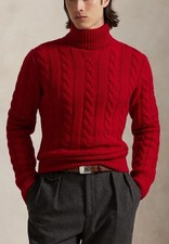 Polo Ralph Lauren Men's Cable Knit Wool-Cashmere Turtleneck Sweater Size XL