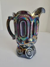 Hard To Find L. E. Smith Moon And Stars Amethyst Carnival Glass Creamer 