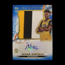 2022 Topps Inception Jazian Gortman Jersey Patch Auto /10 Autograph