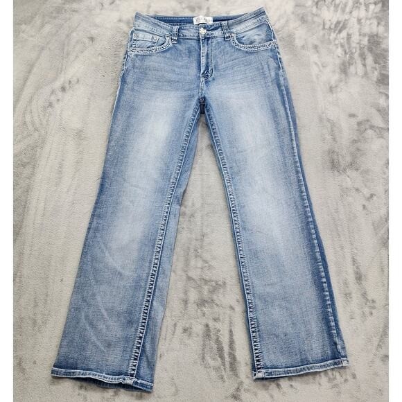 Womens 15/16 Blue Light Wash Bootcut Embroidered Rhinestones