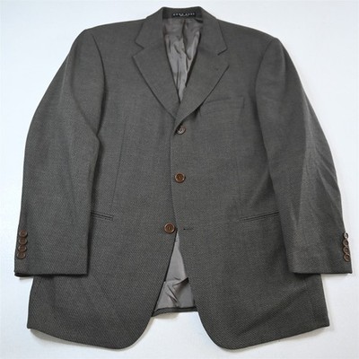 Vtg USA Made Hugo Boss 40S Green Gray 100% Wool Einstein Blazer Sport Coat