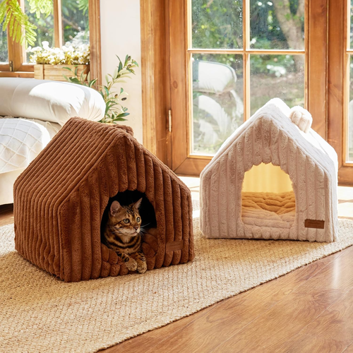 Cat Houses for Indoor Cats, Washable Cute Cat Bed Cave with Removable Pillow, La - Picture 8 of 8