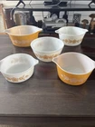 Pyrex butterfly gold misc. set of five bowls no lids #475b,#402,#472,#473,#474