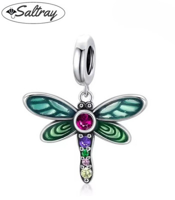 Libelle 100% 925 Sterling Silber Charm Bead Mehrfarbig Armband Insekt Charms