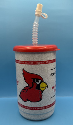 VTG 1992 Illinois State University ''Thumbs Up'' Reggie Redbird 20oz. Travel Mug