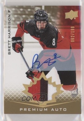 2021 Upper Deck Team Canada Juniors 62/199 Tier 1 Brett Harrison Patch Auto 05t2