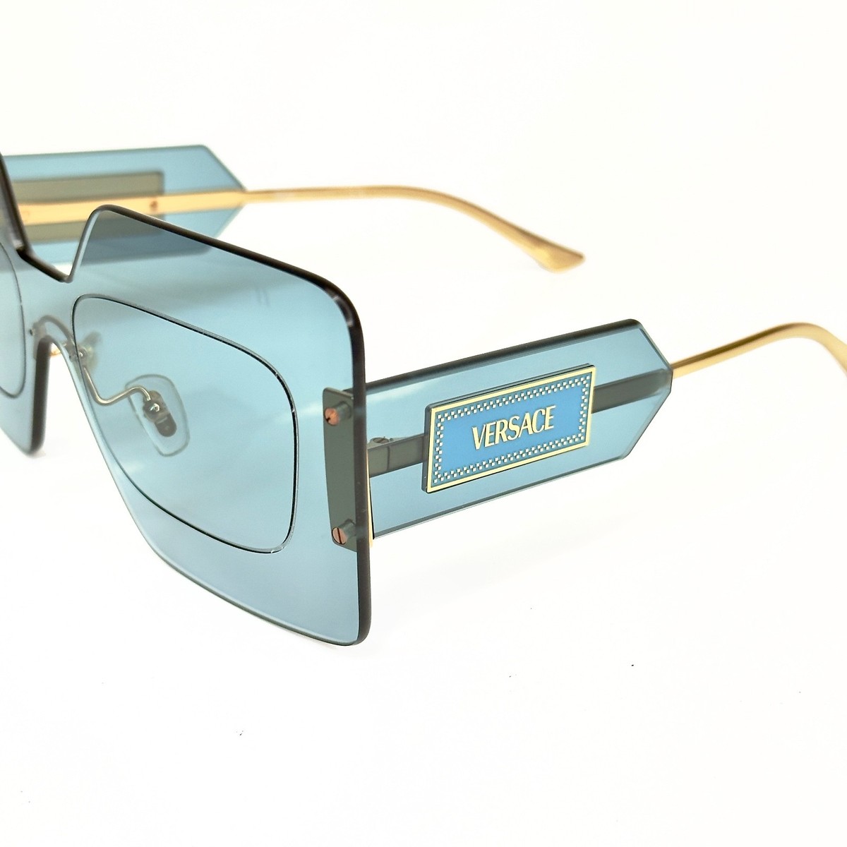 New! VERSACE Sunglasses Damier Plaque VE2277 10026I, Authentic Versace Gold Damier Plaque Sunglasses Versace main image 4