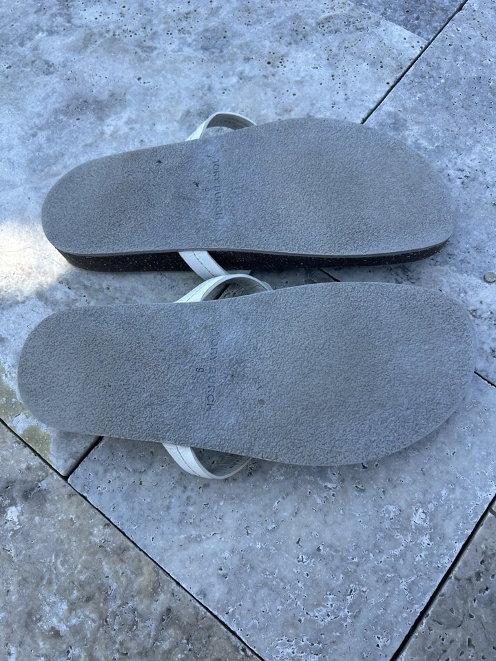 Tory Burch Miller Cloud Sandals Women’s 9 M Lavender Black Ivory Leather Cork - Image 4 of 4