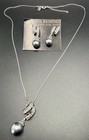 Vintage LADY REMINGTON Pendant Necklace / Post Earrings Set Gray Faux Pearls — photo 9