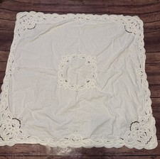 Live Comfortably Embroidered White Square Table Cloth 40" x 40"