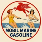 Mobil Marin gasoline Pinup Girls Vintage  Style Metal Sign Hi Gloss