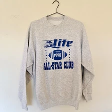 Vintage Miller Lite Sweatshirt Mens Sz L Gray Crewneck  Sweater Beer 90’s