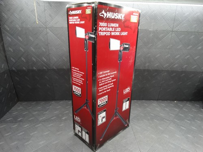 #ad Husky 7000 Lumens Portable Corded LED Work Light with Tripod 1006221711 $56.99