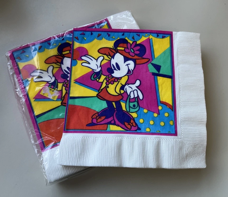 Vintage 90’s Disney Hip Minnie Mouse Birthday Party Plates Cups Napkins Hats Etc - Image 2 of 4