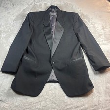 Mr. Tux Burlington Mens 44L Tuxedo Blazer Black Satin Peak Lapel Formal Jacket