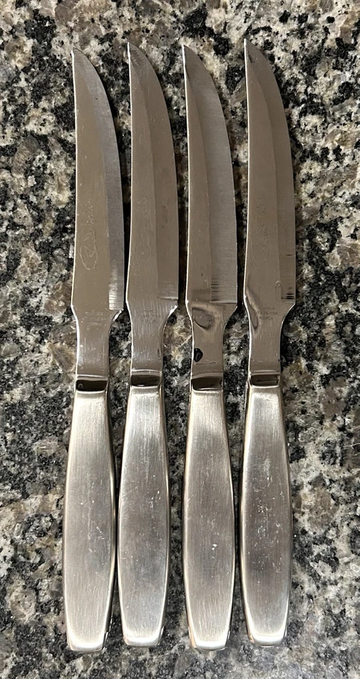 Robert Welch Thames Individual Steak Knife/Knives (4) Satin Beveled Blade Gingko - Image 2 of 4