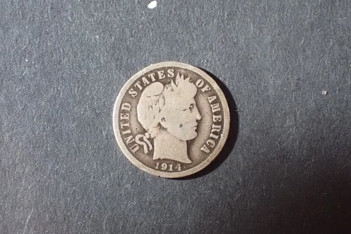 A Lot of one  silver Barber dimes dated  1914D  VG Cond set RGR 537