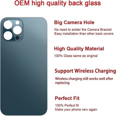 OEM Back Glass Replacement For iPhone 12, 13, 14 Series W/ Camera Lens Unibody .
