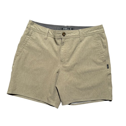 Oneill Hybrid Shorts Mens 33 Khaki Tan Chino Swim Surf Beach Bermuda 6