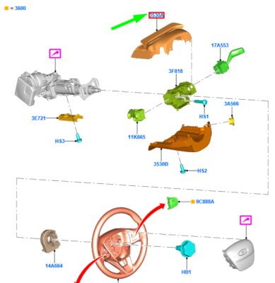 FORD PUMA MK2 Steering Column Shroud Assy 2327914 H1BB-3530-AF3ZHE  