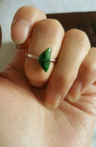 Genuine Nice Green 1.75ct Jadeite Jade(Type A) 925 Silver Ring SIZE Adjustable - Picture 7 of 12