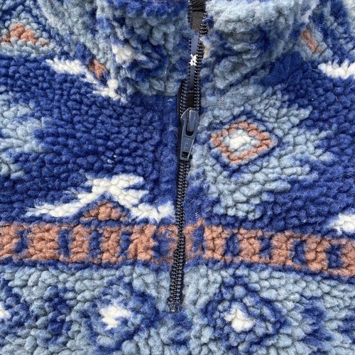 Wrangler Jacket Boys Small Blue 1/4 Zip Fleece Sweater Aztec Western Outdoor 90s - Picture 7 of 14