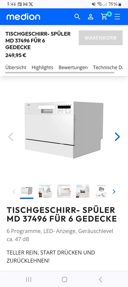 Geschirrspüler Medion 37496