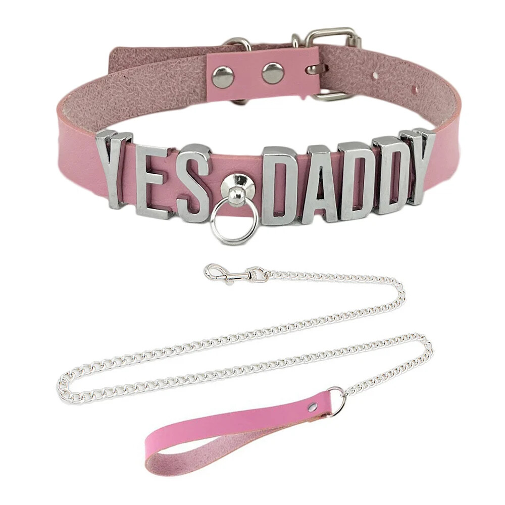 PINK Pu Leather Daddy Collar O-Ring Buckled Custom New Fancy