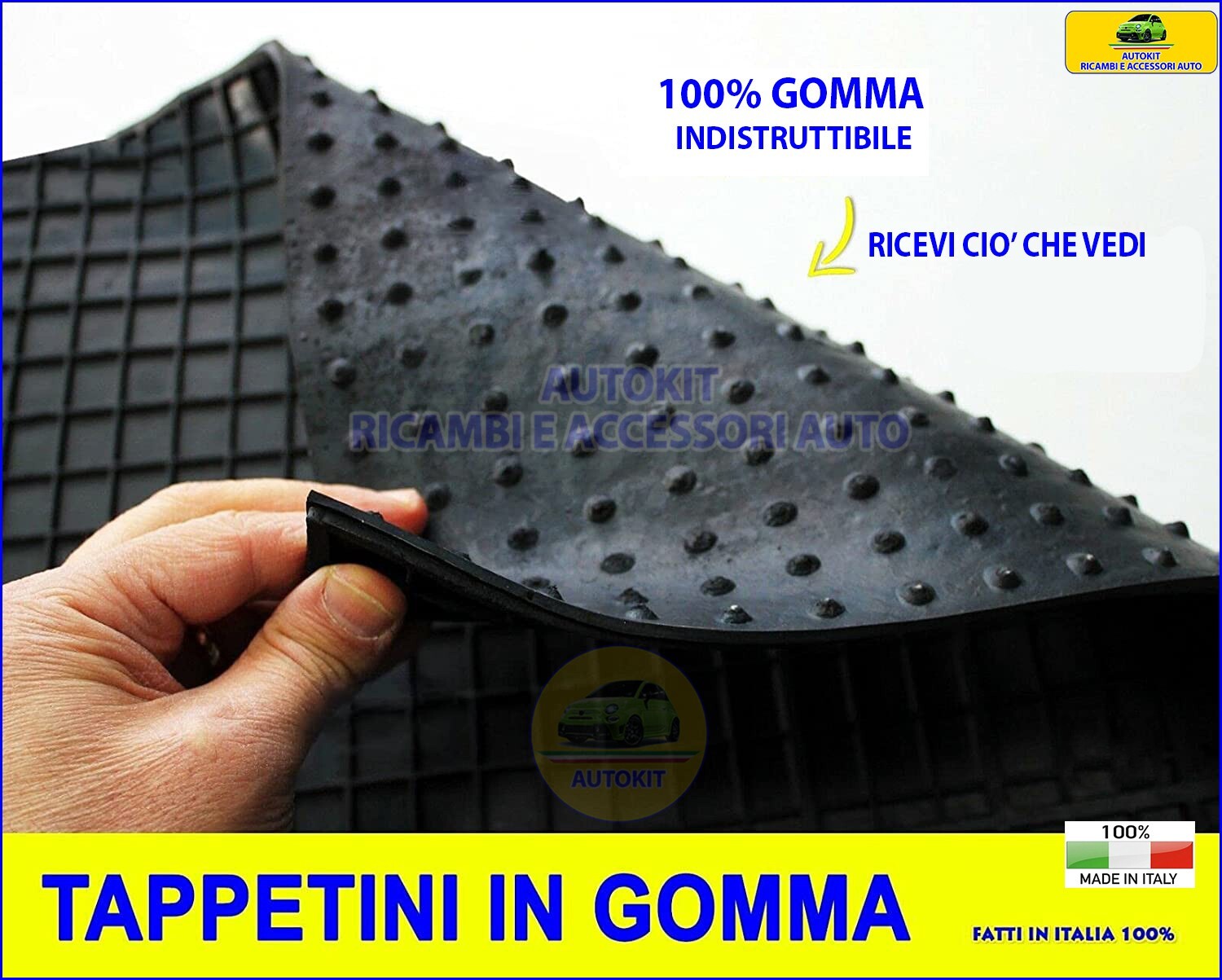 Tappetini in Gomma per Panda 4x4 Contry Club 1987>2003 Tappeti Auto su Misura - Miniatura 3
