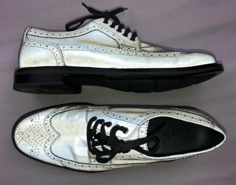 Cole Haan Mens Dress Shoes 8 1/2 M 3M Reflective Silver Oxford Wingtip