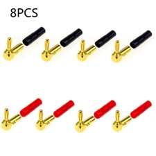 8PCS 4 Pairs HIFI 3  24K Gold plated banana connector 90 degree banana plug