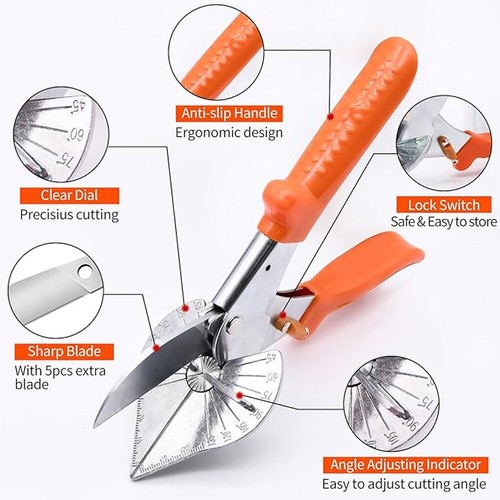 Gehrungsschere 45°~135° Amboss Winkelschneider für Kunststoff Gummi Holz PVC - Bild 7 von 15