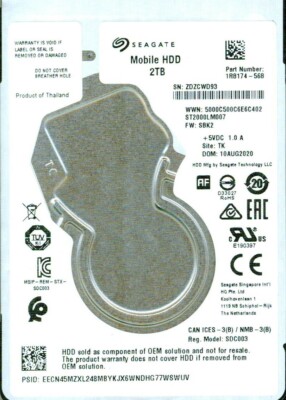 ST2000LM007, 1R8174-568, SBK2, TK, ZDZC, SEAGATE 2TB AUG 2020 | eBay