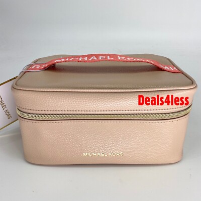NEW MICHAEL KORS COSMETIC CASE TRAIN MAKE UP BAG ORGANIZER POUCH