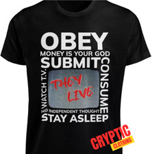 They Live OBEY T-Shirt John Carpenter Movie Quote Retro Indoctrination Gift Tee