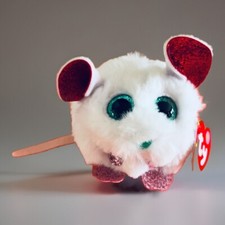 Retired TY Puffies BRIE Christmas White Mouse 4" Stuffed Animal Toy Beanie Balls